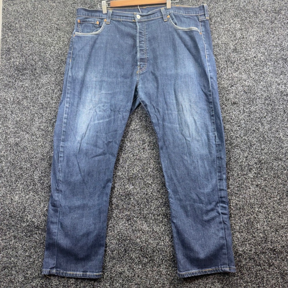 Levis 501 Regular Straight Jeans‎ Mens 44x30 Medium Wash Blue Denim Button Fly